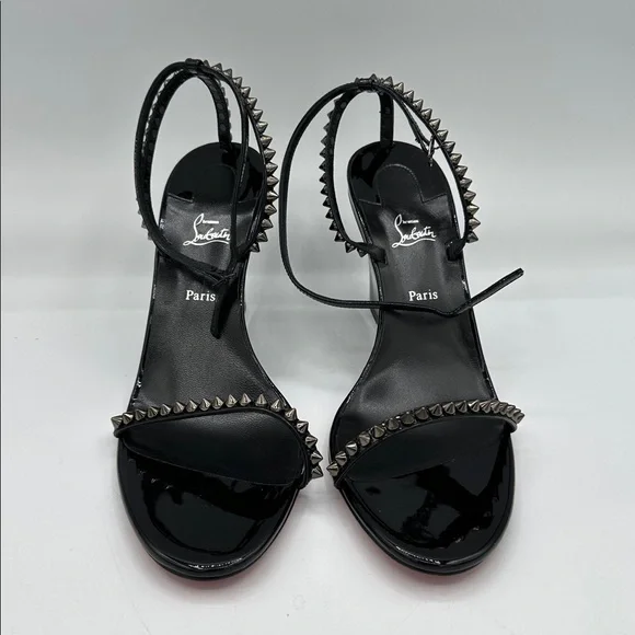 Christian Louboutin So Me 85 Black Leather Wedge Sandals Size 41 EU / 11 US NWOB - Picture 4 of 13